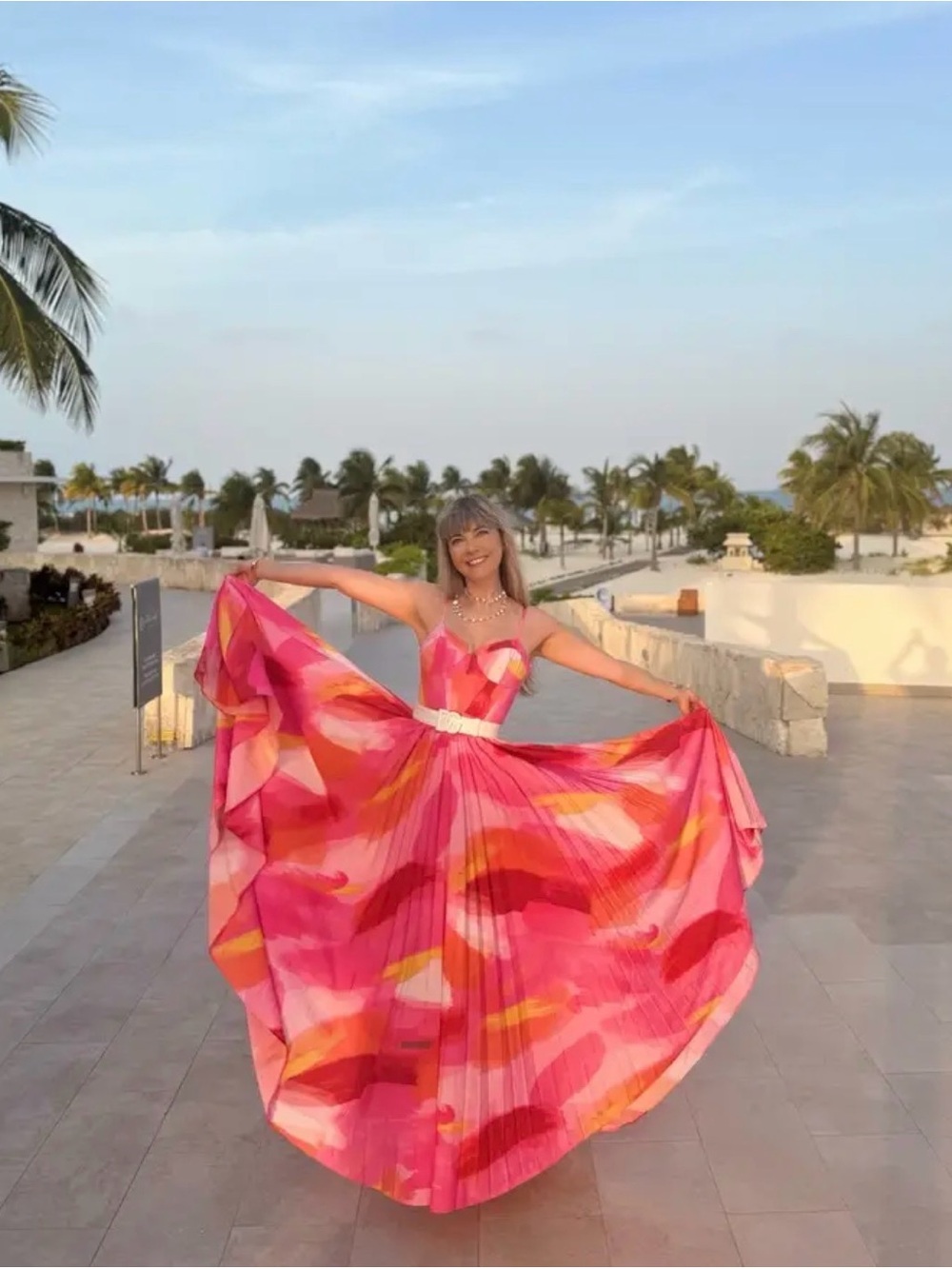 Hutch Mali gown Pink Multi-Color Pleated Maxi Dress - Brand